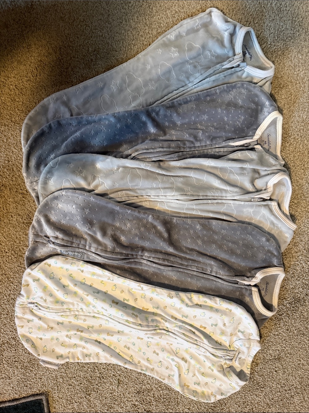 Swaddle me Baby Sleep Sack Set - Grey and White Swaddle Sleepsacks Sz. nB